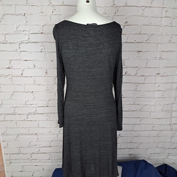 Eileen Fisher Gray Long Sleeve Side Slits Shift Dress‎ - Picture 6 of 12